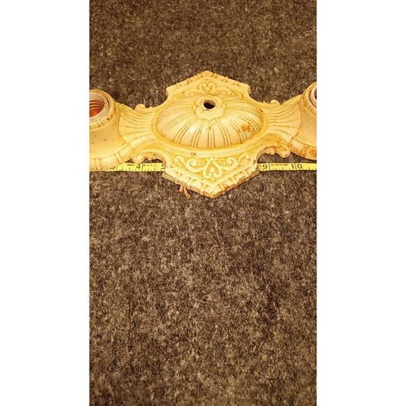 Antique art deco flat mount ceiling light fixture with double light. Late 1800s - Picture 3 of 10